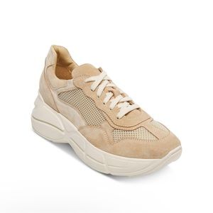 STEVE MADDEN Womens Beige 1-1/4"‎ Platform Memory Athletic Lace Up Sneakers 9M